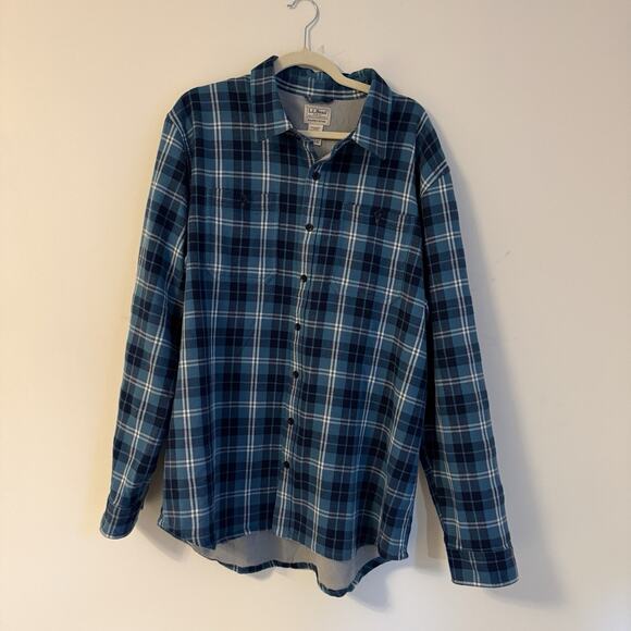 LL Bean Plaid Flannel Shacket Men's Sz XL-Tall Fleece Lined Button Shirt Jacket - Picture 9 of 11